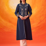Rekha Navy Georgette Embroidered Long Kurta