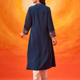 Rekha Navy Georgette Embroidered Long Kurta