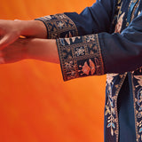 Rekha Navy Georgette Embroidered Long Kurta