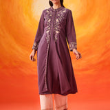 Rekha Lavender Georgette Embroidered Long Kurta