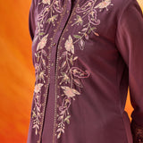Rekha Lavender Georgette Embroidered Long Kurta