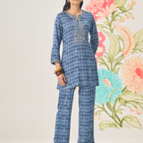 Aster Light Blue Abstract Printed Co-ord Set