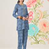 Aster Light Blue Abstract Printed Co-ord Set