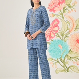 Aster Light Blue Abstract Printed Co-ord Set