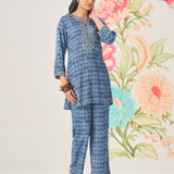 Aster Light Blue Abstract Printed Co-ord Set