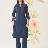 Firdous Navy Embroidered Kurta Set