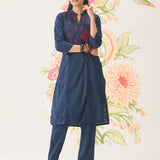 Firdous Navy Embroidered Kurta Set