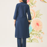 Firdous Navy Embroidered Kurta Set