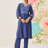 Uma Blue Embroidered Kurta Set
