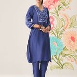 Uma Blue Embroidered Kurta Set