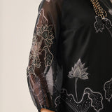 Citra Black Organza Floral Printed Top