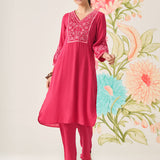 Uma Fuchsia Embroidered Kurta Set