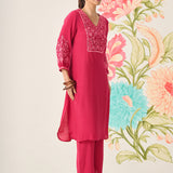 Uma Fuchsia Embroidered Kurta Set