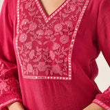 Uma Fuchsia Embroidered Kurta Set
