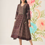 Vani Maroon Ajrakh Printed Long Dress