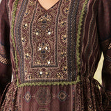 Vani Maroon Ajrakh Printed Long Dress