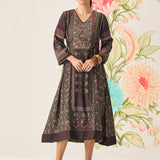 Vani Green Ajrakh Printed Long Dress