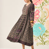 Vani Green Ajrakh Printed Long Dress