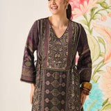 Vani Green Ajrakh Printed Long Dress