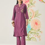 Firdous Purple Embroidered Kurta Set