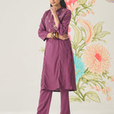 Firdous Purple Embroidered Kurta Set