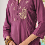 Firdous Purple Embroidered Kurta Set