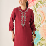 Risha Maroon Embroidered Kurta Set