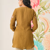 Shaya Olive Cotton Blend Embroidered Top