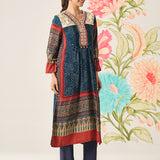 Raina Indigo Printed A-line Kurta