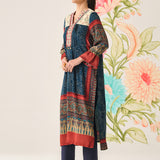 Raina Indigo Printed A-line Kurta