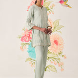 Reva Mint Green Embroidered Shantoon Kurta Set