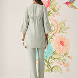 Reva Mint Green Embroidered Shantoon Kurta Set