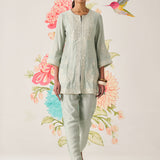 Reva Mint Green Embroidered Shantoon Kurta Set