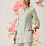 Reva Mint Green Embroidered Shantoon Kurta Set