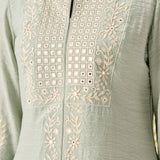 Reva Mint Green Embroidered Shantoon Kurta Set