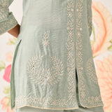 Reva Mint Green Embroidered Shantoon Kurta Set