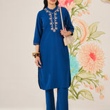Risha Royal Blue Embroidered Kurta Set