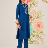Risha Royal Blue Embroidered Kurta Set
