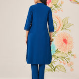 Risha Royal Blue Embroidered Kurta Set