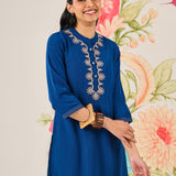 Risha Royal Blue Embroidered Kurta Set