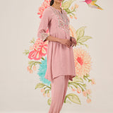 Yana Peach Mirrorwork A-line Co-ord Set