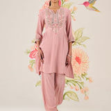 Yana Peach Mirrorwork A-line Co-ord Set