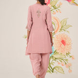 Yana Peach Mirrorwork A-line Co-ord Set