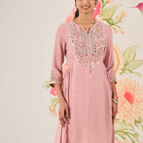 Yana Peach Mirrorwork A-line Co-ord Set