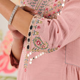 Yana Peach Mirrorwork A-line Co-ord Set