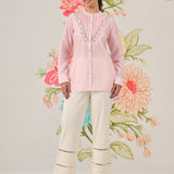 Rhea Pink Zari Embroidered Shirt