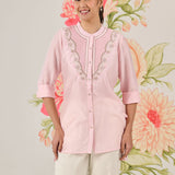 Rhea Pink Zari Embroidered Shirt