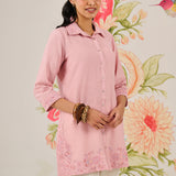 Heli Pink Embroidered Linen Shirt