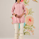 Heli Pink Embroidered Linen Shirt