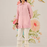 Heli Pink Embroidered Linen Shirt